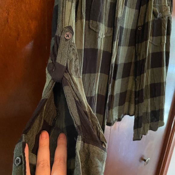 Green Buffalo plaid button down top - Picture 3 of 5